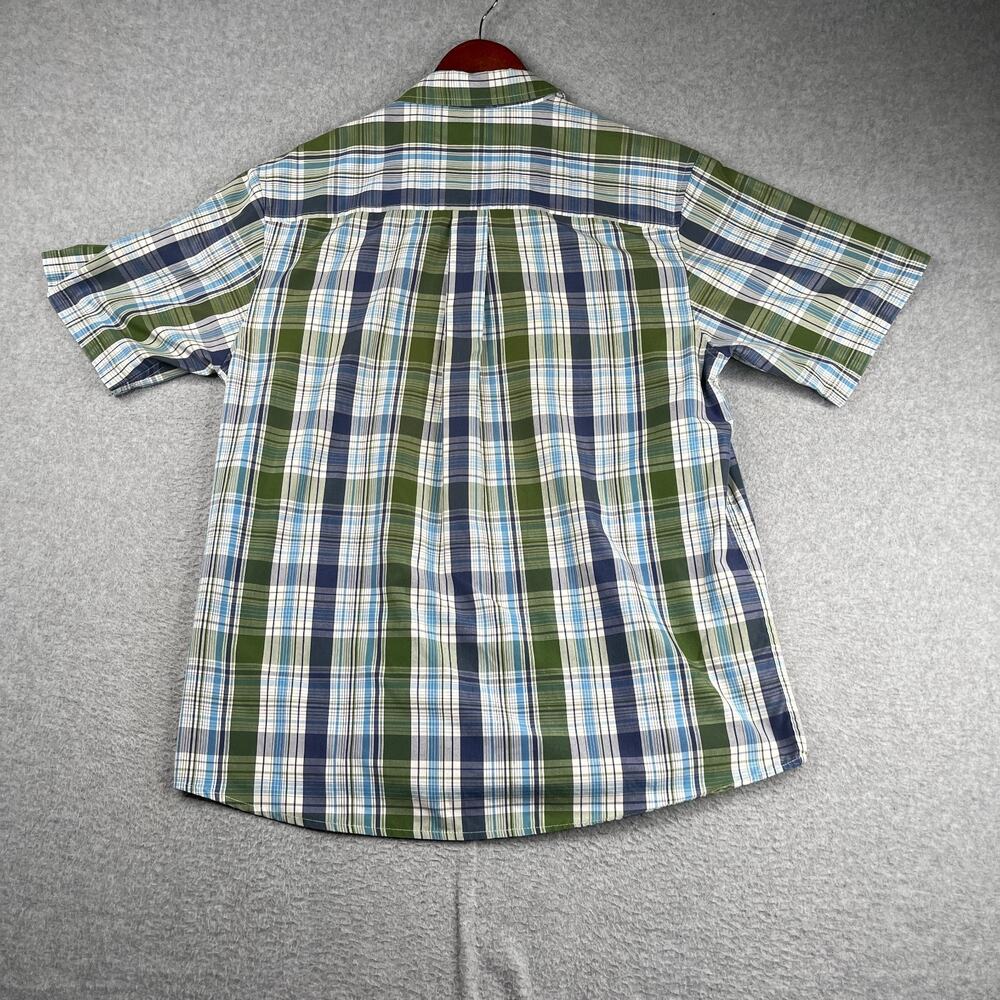 Quiksilver Plaid Shirt Green Blue Pocket beach Casual Button Up Short Sleeve L - Picture 6 of 9
